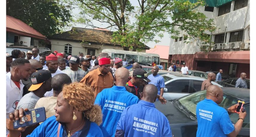 JUBILATIONS as mammoth crowd joins Dr.NWACHUKWU A ANAKWENZE  as he returns his presidential ticket forms